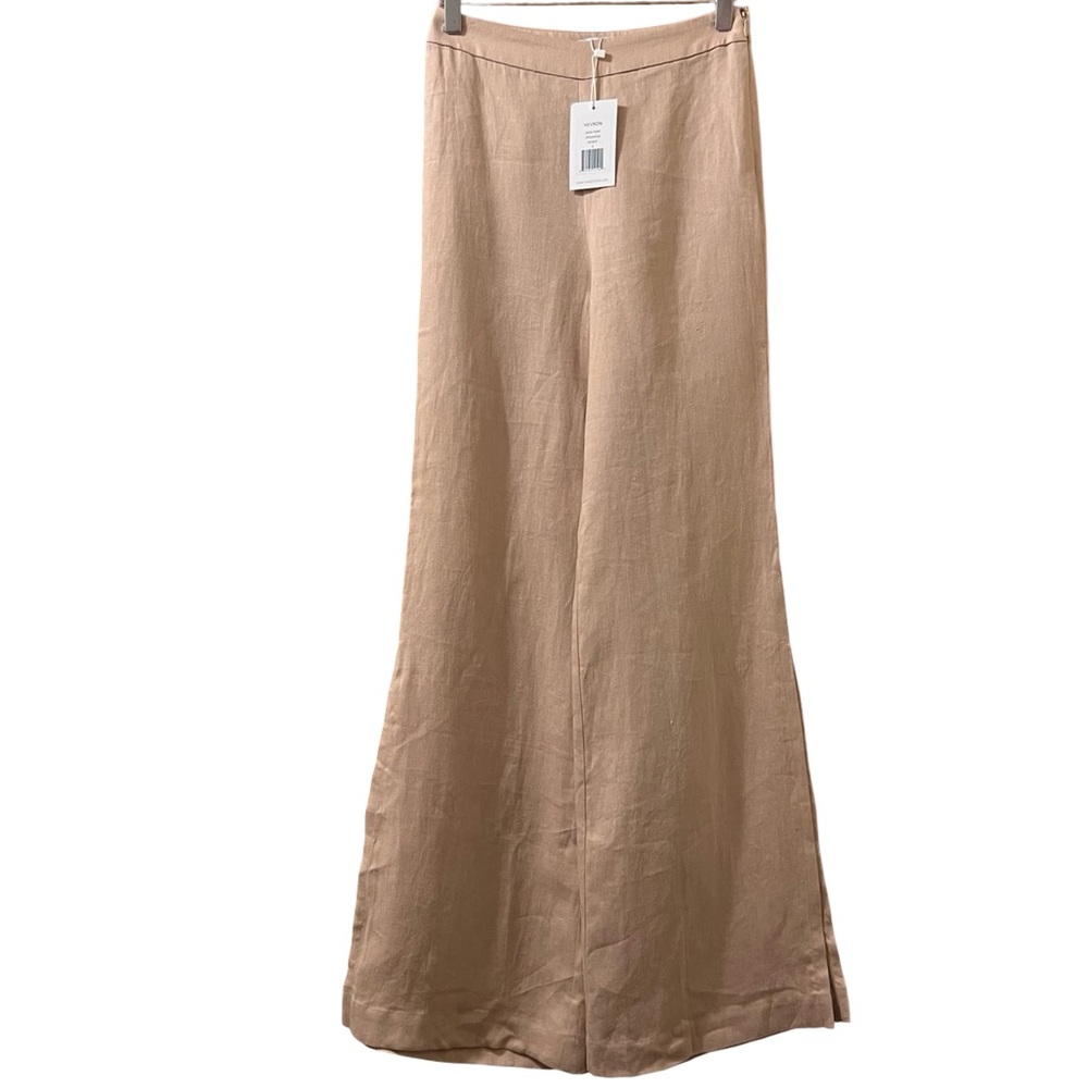Hevron Pants Dara Hemp Wide‎ Leg Slit Flare Trousers Sz 0 Quiet Luxury Casual - Picture 8 of 15